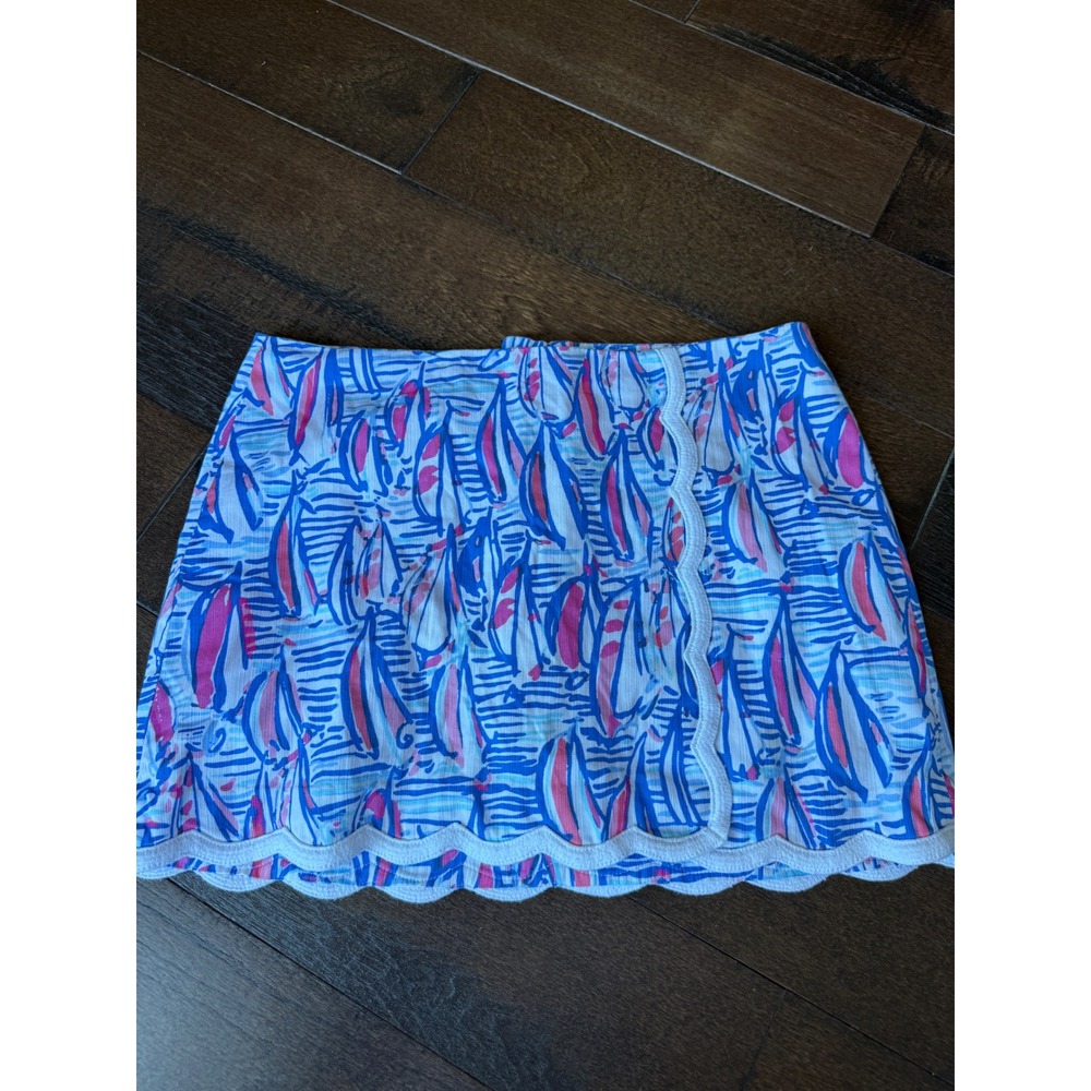 Lilly Pulitzer skort 10 Blue Pink Sailboat Scallop Nautical red right return